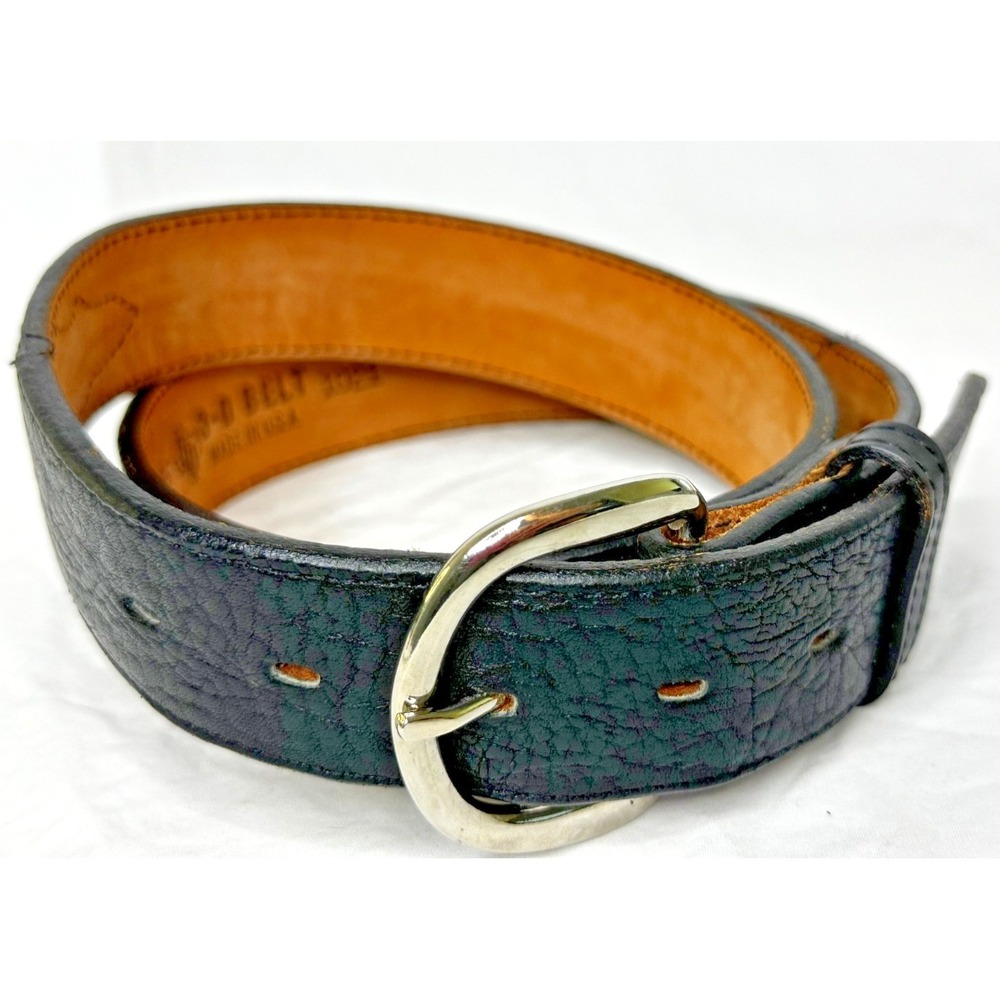 3D Belt Black Leather 1021 Made USA  Sz 36 Western Sturdy Thick Nice